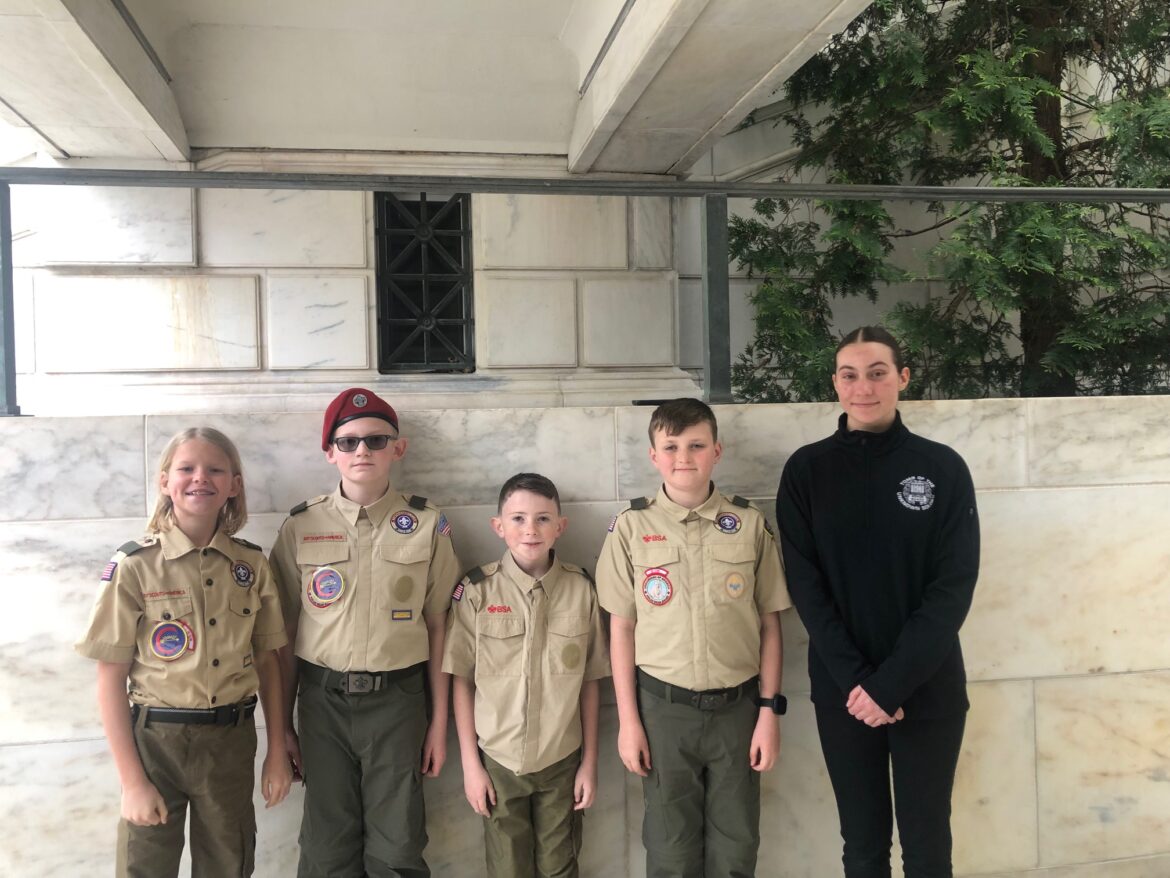 Members of Boy Scout Troop 245 visit the Tomb of the Unknown Soldier