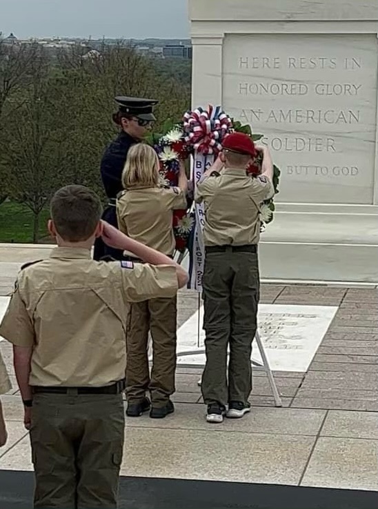 Members of Boy Scout Troop 245 visit the Tomb of the Unknown Soldier